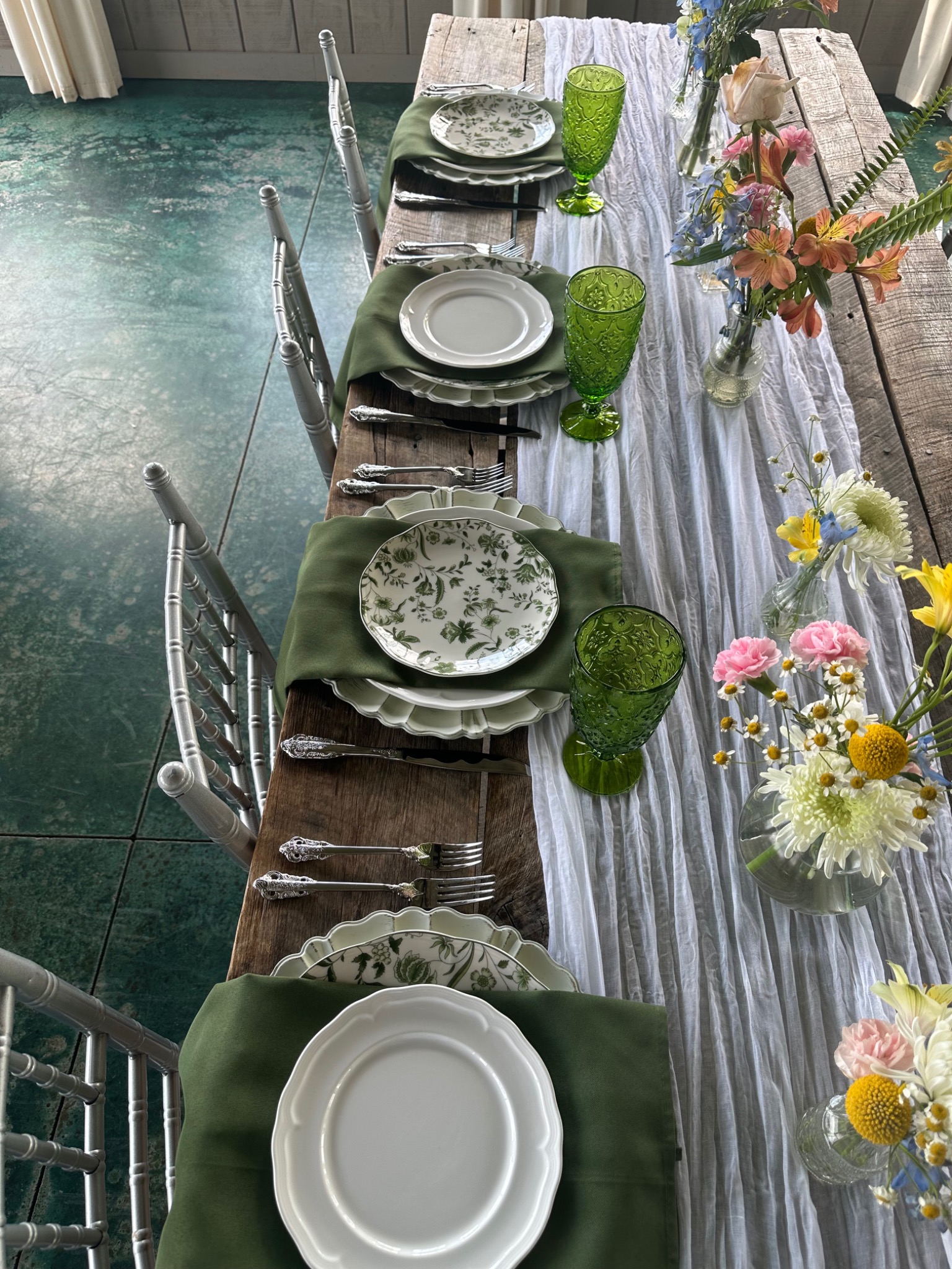 A styled garden-inspired table from Dressing The Tables